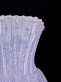 Chic Ball Gown Strapless Lilac With Beaded Crystals Bodice Inspo Formal Party Gowns Prom Dresses HZ0311