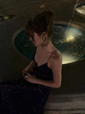 Sparkling Mermaid Spaghetti Strap Purple Sequined Prom Dress Long 18th Birthday Party Gown Formal Evening Dresses HZ0311