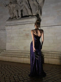 Classy Mermaid Spaghetti Strap Purple Sequined Prom Dress Long 18th Birthday Party Gowns Formal Dresses HZ0311