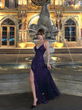 Sparkling Mermaid Spaghetti Strap Purple Sequined Prom Dress Long 18th Birthday Party Gown Formal Evening Dresses HZ0311