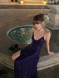 Sparkling Mermaid Spaghetti Strap Purple Sequined Prom Dress Long 18th Birthday Party Gown Formal Evening Dresses HZ0311