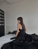 Modest High Low Halter Black Tie Wedding Guest Dress Satin Ruffles Long Prom Dresses Night Semi Formal Gown HZ0311