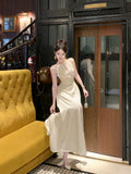 Sexy A Line Jewel Neck White Satin Ankle Length Prom Dresses Wedding Guest Dress 22th Birthday Outfits HZ0311