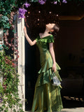 Elegant Mermaid Off The Shoulder Green Long Prom Dresses 16th Nigh Party Birthday Outfits HZ0311