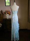 Vintage 1960s A line Spaghetti Straps Light Blue Chiffon Prom Dresses Inspiration Long Party Evening Dress 18th Birthday Outfits HZ0311