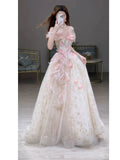 Princess Ball Gown Off The Shoulder Tulle Pink Prom Dresses Inspiration Long Party Night Gowns 20th Birthday Outfits HZ0311