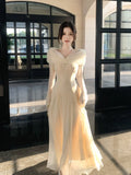 Modest A line Off The Shoulder Lace White Long Sleeves Prom Dresses Wedding Guest Dress Birthday Outfits HZ0311