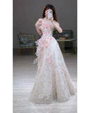 Princess Ball Gown Off The Shoulder Tulle Pink Prom Dresses Inspiration Long Party Night Gowns 20th Birthday Outfits HZ0311