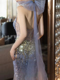Modest Mermaid Halter Sequins Prom Dresses Inspiration Long Party Evening Dress 19th Birthday Outfits HZ0311