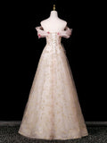 Princess Ball Gown Off The Shoulder Tulle Pink Prom Dresses Inspiration Long Party Night Gowns 20th Birthday Outfits HZ0311
