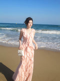 Simple A line V Neckline Chiffon Coral Pink Prom Dresses Long 16th Birthday Outfits HZ0311