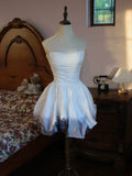 Vintage Ball Gown Strapless White Ombre Blue Satin Short Cocktail Dress 16th Birthday Outfits Homecoming Dresses Night Party Gown HZ0311