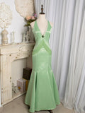 Vintage 1980s Mermaid V Neckline Green Prom Dresses Inspiration Long Party Retro Evening Dress 21st Birthday Outfits HZ0311