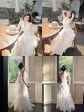 Modest A line Halter White Layered Chiffon Floor Length Prom Dresses 18th Nigh Party Birthday Outfits HZ0311