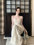 Modest Mermaid Spaghetti Straps Sequins Ivory Prom Dresses Wedding Guest Gown 16th Nigh Party Birthday Outfits HZ0311