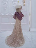 Modest Mermaid Champagne Strapless With Pleated Prom Dresses Inspiration Long Party Night Evening Dress 19th Birthday Outfits HZ0311