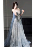 Sparkly A line Off The Shoulder Sequins Long Prom Dress Fashion Aesthetic For Teens Formal Dresses Party Outfits Prom Gown HZ0311