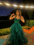 Vintage Ball Gown Spaghetti Straps Navy Blue Tulle Long Prom Dresses Inspiration Party Dress Prom Gowns HZ0311