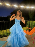 Vintage Ball Gown Spaghetti Straps Navy Blue Tulle Long Prom Dresses Inspiration Party Dress Prom Gowns HZ0311