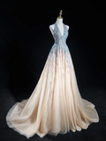 Timeless Ball Gown Halter Neck Champagne Blue Sequin Long Prom Dresses For Teens Formal Dress Birthday Outfits Prom Gown HZ0311