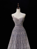 Luxury A line Sweetheart Sleeveless Sequin Beads Fitted Long Wedding Dress Bride Gown Wedding Dresses HZ0311