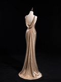 Sparkle Mermaid Asymmetrical Shoulder Straps Champagne Sequin Long Prom Dresses Impress 18th Birthday Outfits Prom Gown HZ0311