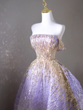 Retro Ball Gown Off The Shoulder Lilac Sequin Long Prom Dresses Impress 18th Birthday Outfits Prom Gown HZ0311