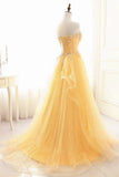 Classy Ball Gown Sweetheart Yellow Tulle Prom Dresses Inspo For Teens Formal Dress Party Outfits Prom Gowns HZ0311