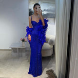 Sexy Mermaid Red Sweetheart Straps Sequins Prom Dresses Long Party Dress 22th Birthday Outfits Graduation Dress HZ0311