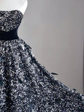 Ball Gown Strapless Black Sleeveless With Feathers Women's Dress Long Quinceanera Dresses Sweet 16 Quince Dress HZ0311