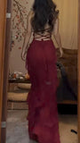 Sexy Spaghetti Strap Sleeveless Mermaid Chiffon Evening Prom Dresses Online HZ0311