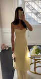 Charming Fashion Simple Straps Yellow Long Prom Dress Evening Dresses Formal Dresses HZ0311