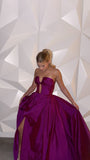 Modest A Line Strapless Grape With Slit For Women Party Dress Long Formal Prom Dresses 22th Birthday Outfits HZ0311