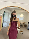 Sexy Mermaid Halter Burgundy With Beaded Inspo Formal Party Gowns Long Prom Dresses HZ0311