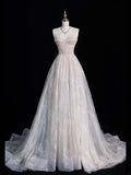 Timeless A line Sweetheart Lace White Long Wedding Dress Fairytale Boho Bridal Dresses HZ0311