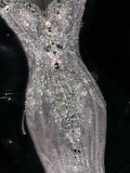 Princess Mermaid Scoop Silver Sequined With Sleeves Wedding Dress Fairytale Boho Summer Sparkly Bridal Dresses HZ0311