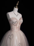 Princess Ball Gown Sweetheart Pink Lace Long Prom Dresses Evening Outfits Formal Dress HZ0311