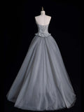 Retro Ball Gown Sweetheart Grey Tulle With Beaded Bodice Party Dresses Prom Dresses Impress Senior Formal Dance Dress HZ0311