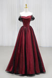 Black and Red Tulle Prom Dresses Long A-line Off Shoulder Wedding Party Gown Birthday Gowns HZ0311